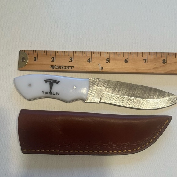 New Homemade Tesla Damascus 9" Blade with Sheath🚎(C4) - Picture 4 of 4